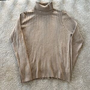 Majestic Filatures Paris France Ribbed Turtleneck Sweater gold metallic size 4